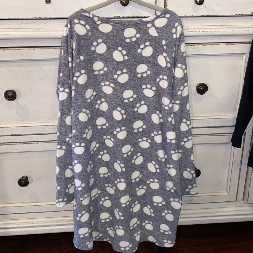 Wonder Nation light pink & gray puppy dog 🐶 longsleeve soft nightgown pajamas M - Picture 3 of 5
